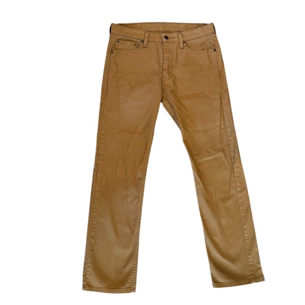 Levis 513 Slim‎ Straight Brown Khaki Cotton Pants Mens 32x30